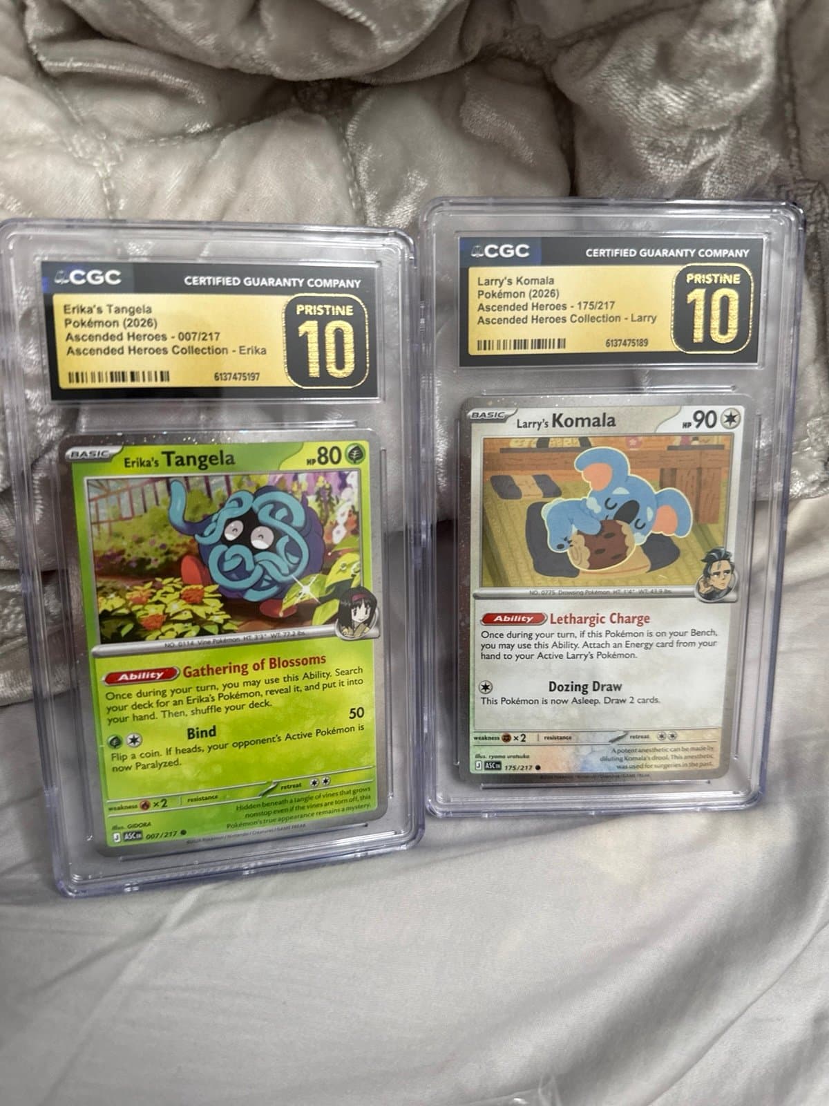 Erika’s Tangela & Larry’s Komala CGC PRISTINE Bundle Ascended Heroes Pokemon