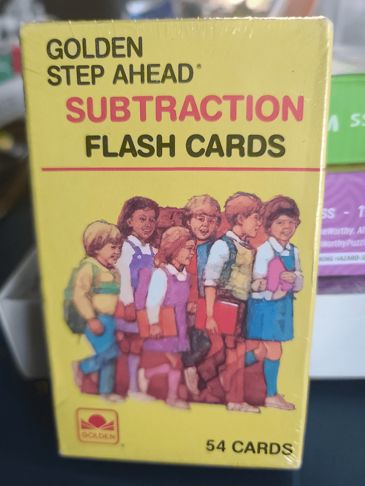Golden Step Ahead Subtraction Flash Cards Set, 54 Cards, 1984 Vintage