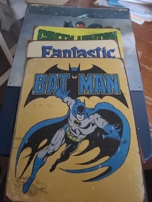 5 DC Comics Metal Decorative Sign Lot Retro