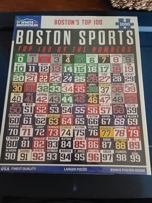 White Mountain Boston Sports Top 100 1000-Piece Interlocking Puzzle 2024