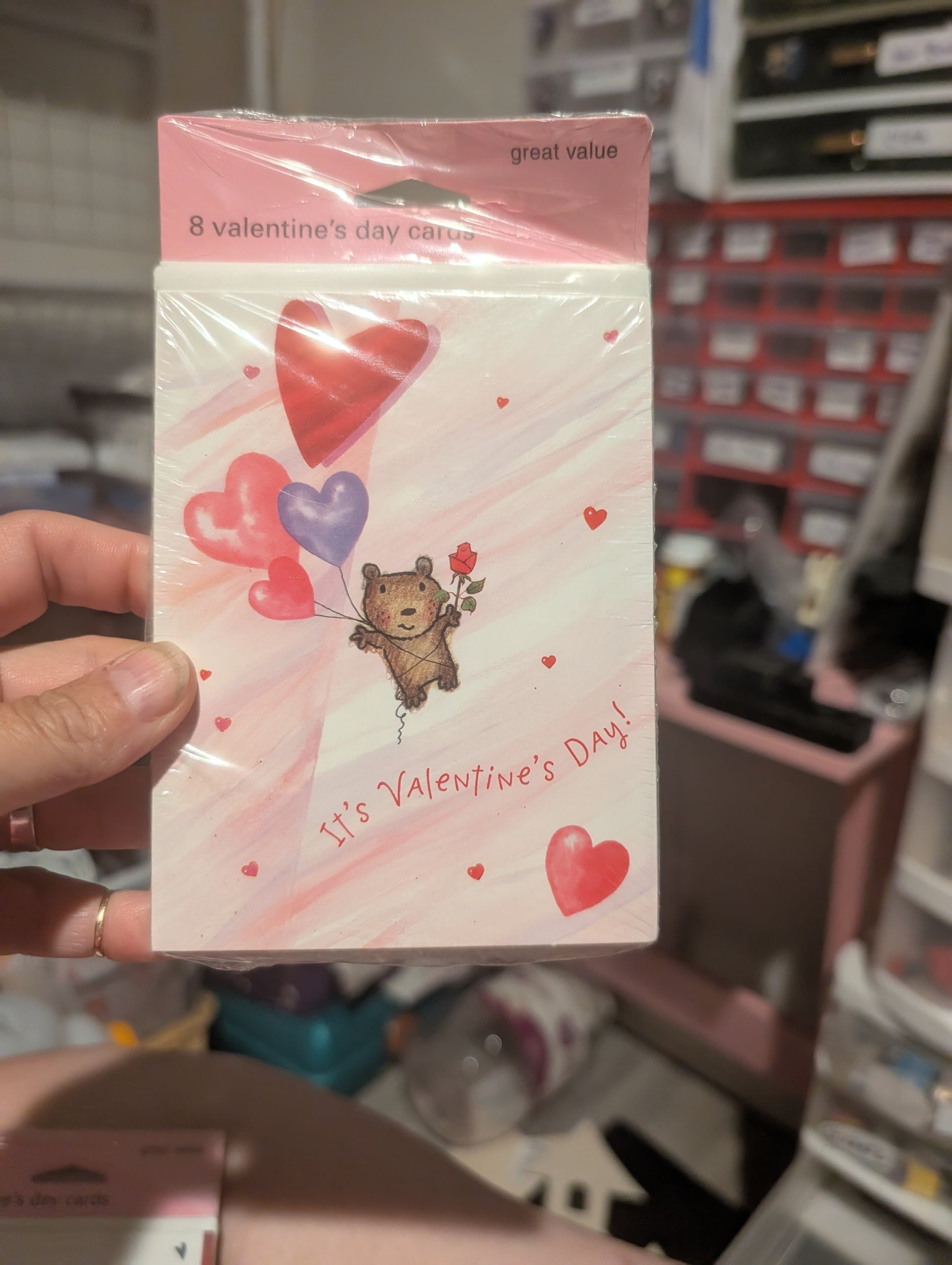 Valentine's Day Card Red Pink Hearts Gibson Nip Pack Of 8 Cards Envelopes
