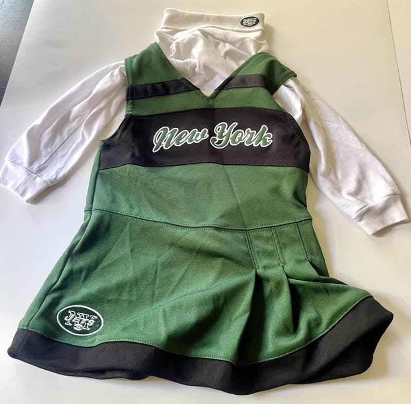 NFL New York Jets Toddler Girl Cheerleader Jumper Dress and Turtleneck 2-Piece S