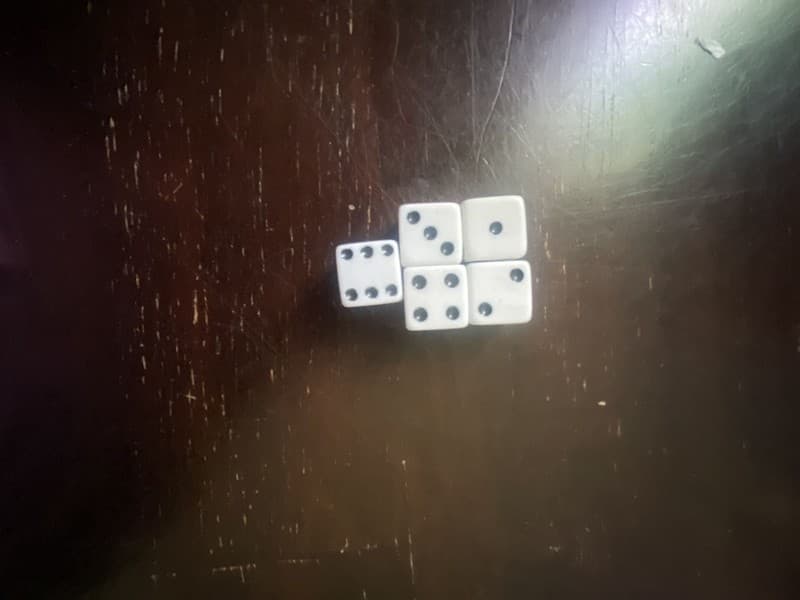 Replacement Set of 5 White 6-Sided Yahtzee Dice
