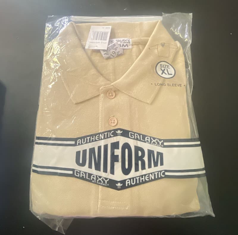 Galaxy by Harvic Authentic School Uniform Long Sleeve Polo Shirt Tan Khaki XL Ki