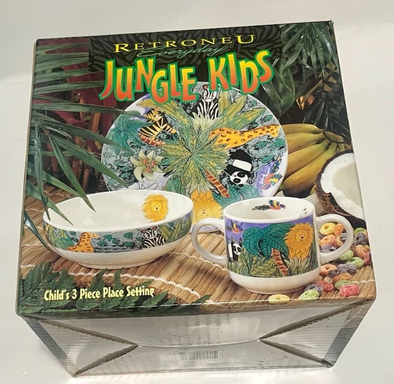Retroneu Jungle Kids Child's 3 Piece Stoneware Place Setting