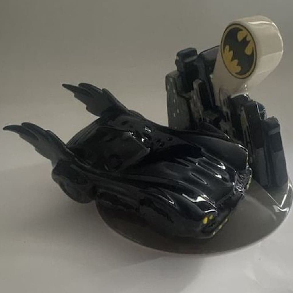 Vintage DC Comics Batman Batmobile and Gotham City Salt and Pepper Shaker Set