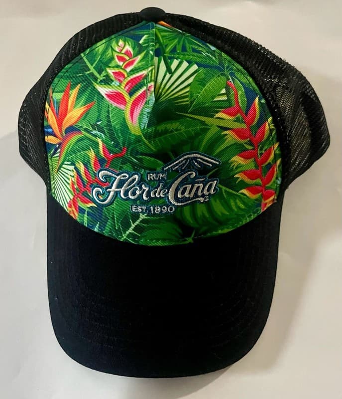 Flor de Caña Rum Tropical Floral Snapback Trucker Hat