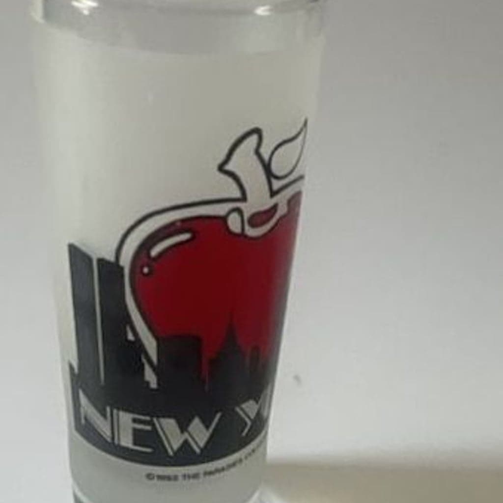 Vintage New York City Big Apple Skyline Frosted Tall Shot Glass