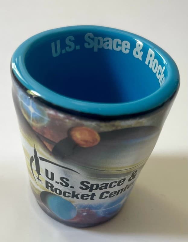 U.S. Space & Rocket Center Souvenir Shot Glass Planet Graphic