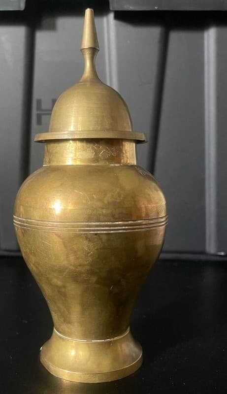 Vintage Solid Brass Decorative Urn with Lid