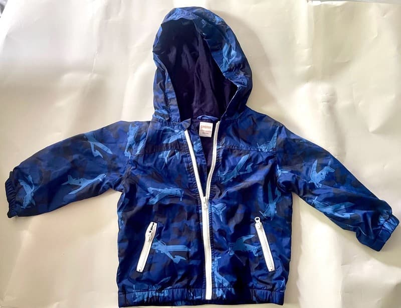 Gymboree Blue Airplane Camo Hooded Zip-Up Jacket 12-24 Months