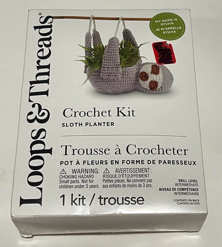 Intermediate Sloth Planter Crochet Kit by Loops & Threads – DIY Hanging Plant