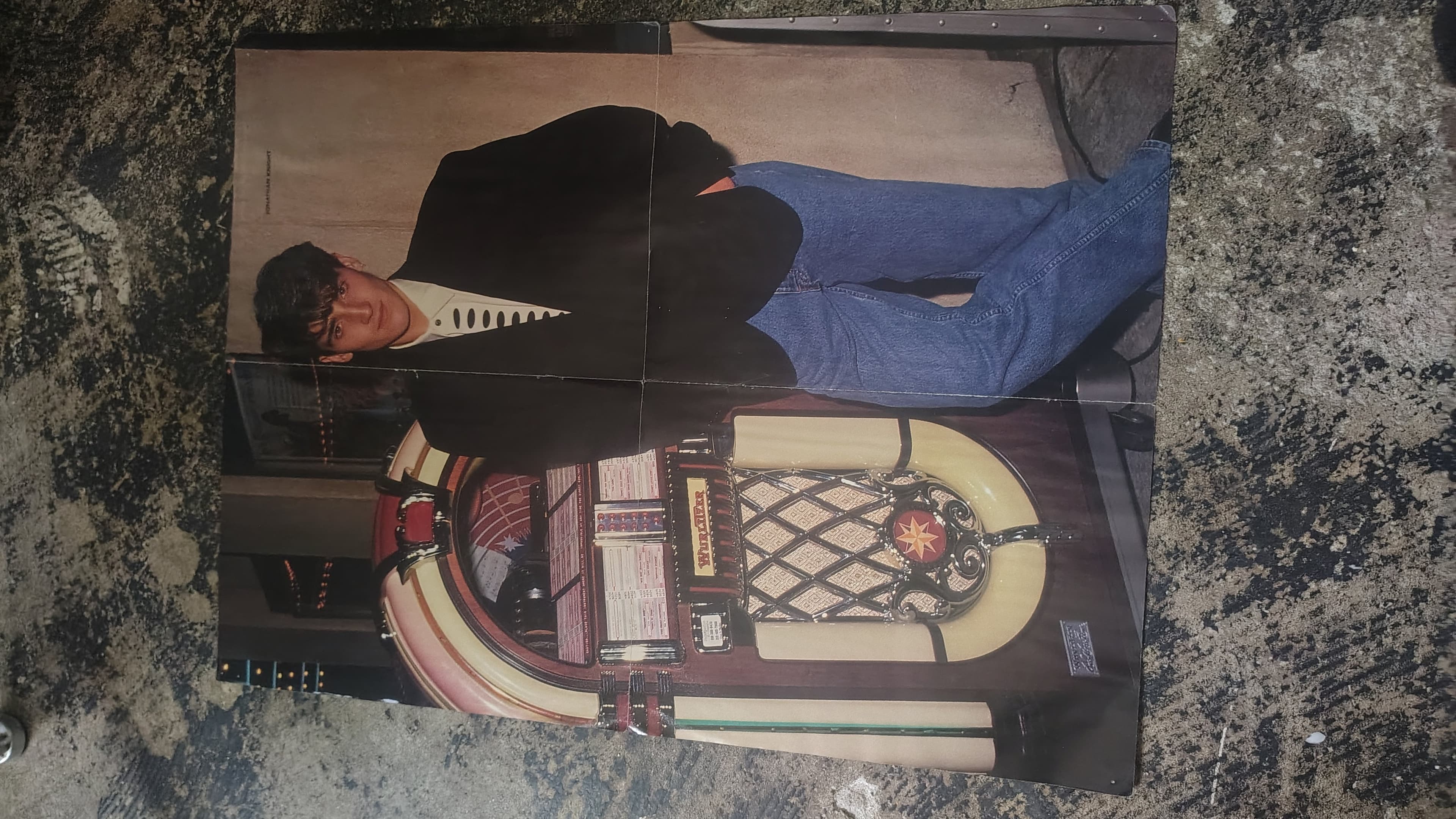 Vintage 1980s Poster with Jukebox and Person