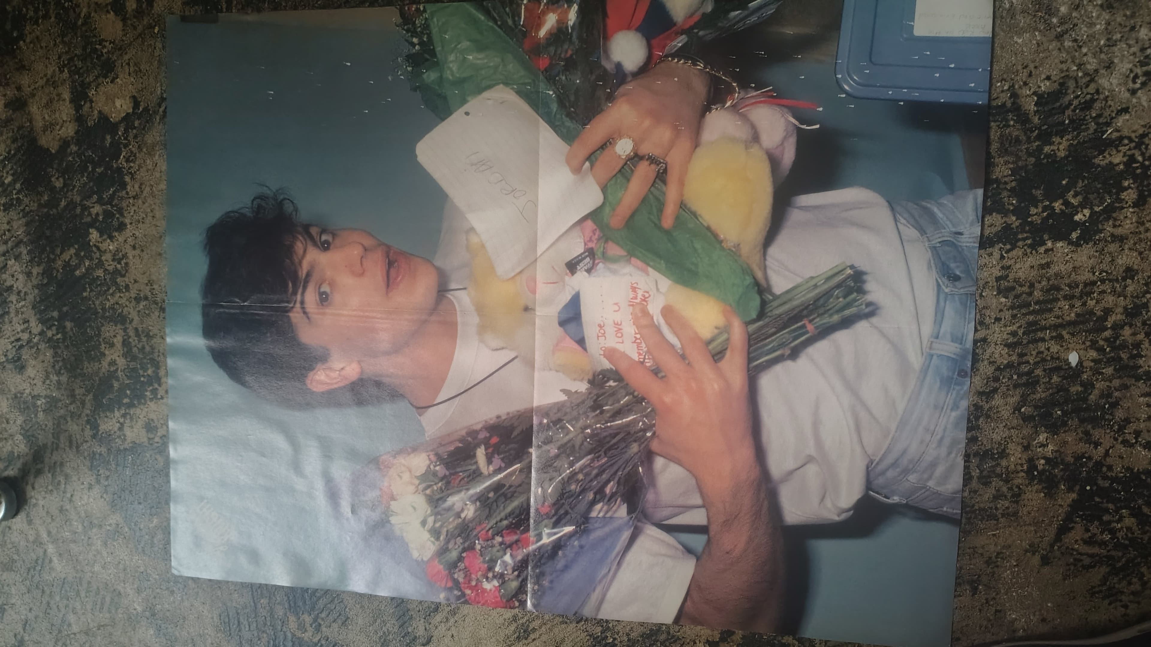 Vintage Teen Idol Poster with Flowers