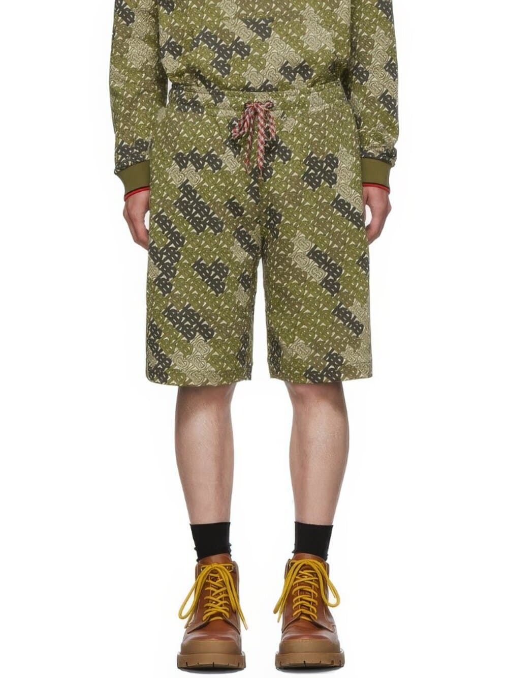 Burberry Khaki Monogram Shorts. Size large