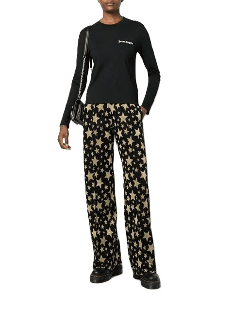 Palm Angels Star-jacquard Wide Leg Track Pants