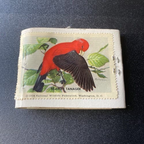Vintage Matchbook Sewing Kit Repair Kit Sewing Notions MCM Era Bird Motif Stamp