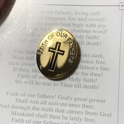 Faith of Our Fathers Religious Pin Tie Tack Fathers Day Dad Christianity