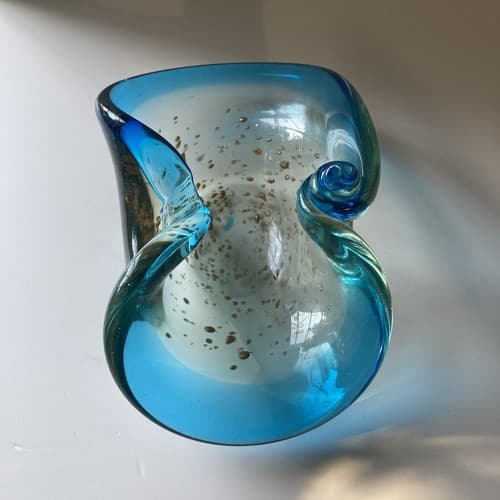 Vintage Murano Barovier & Toso Gold Flecks Art Glass Swirled Ashtray Bowl READ