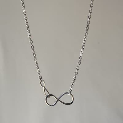 Sterling Silver 925 Double Infinity Pendant Necklace Dainty Minimalist LOVE FAM