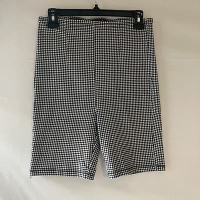 Womens Houndstooth Bike Shorts Office Sire Core Club Wear Indie Sleaze Large VTG