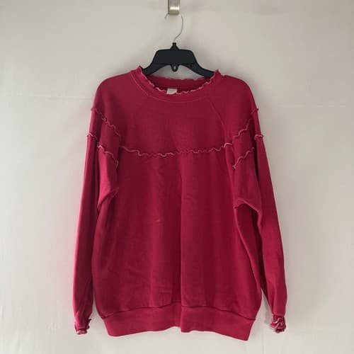 Vintage Sweatshirt Crewneck 80s 90s Blank Raglan Raspberry Ruffles Medium READ