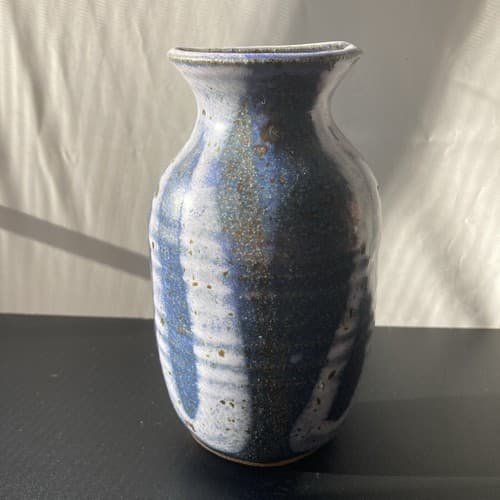 Vintage Studio Pottery Wall Vase Pocket Artist Signed HERRICK VTG MCM Blues