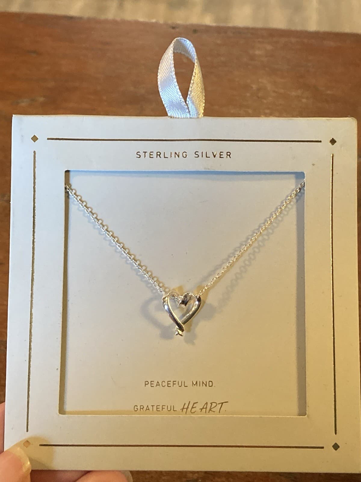 TARGET Sterling Silver 925 Open Heart Peaceful Mind Grateful 💖 Pendant Necklace