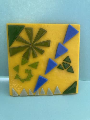 vintage dichroic glass Fused Tile Art Art Glass Collectors Piece Vtg Displayable