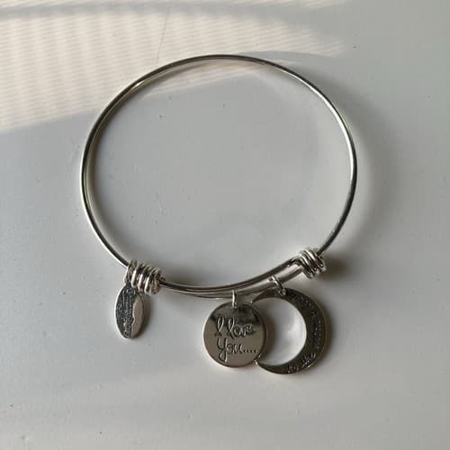 Vintage 925 Sterling Silver Charm Slider BraceletI Love You To The Moon 13.44g