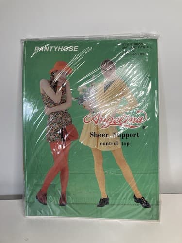 Vintage Angelina Sheer PantyHose Support One Size 100-160 lbs Style 9800 NOS
