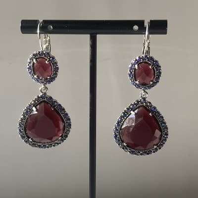 Vintage Nina Ricci for Avon Rhinestone Leverback Drop Earrings Prong Set Boho