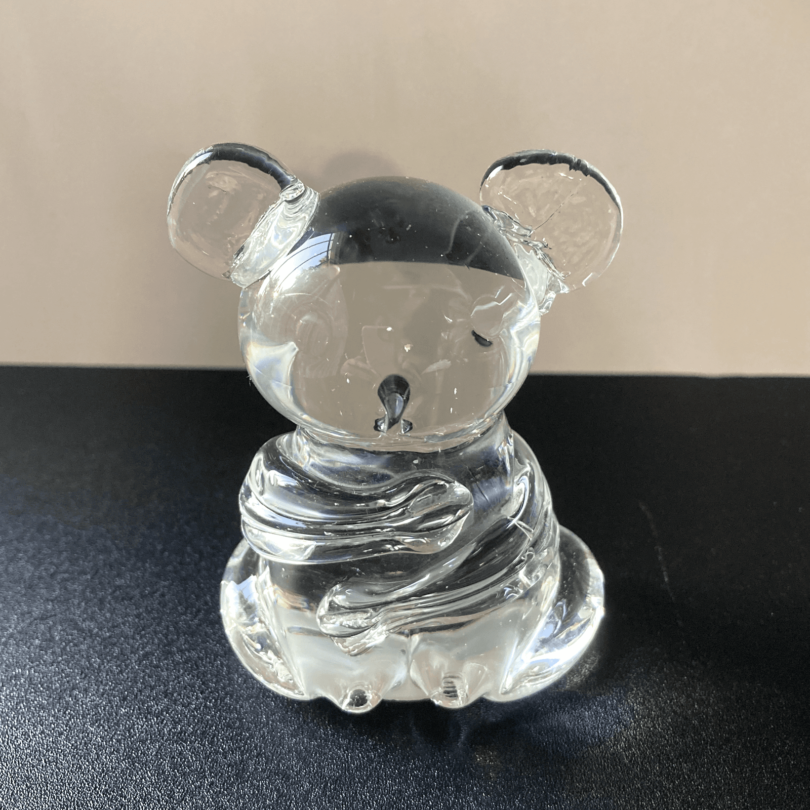 VINTAGE ART GLASS KOALA BEAR FIGURINE PAPERWEIGHT CLEAR GLASS SCANDI STYLE MCM