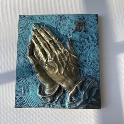 Vintage Antique Bronze Praying Hands Plaque Hanging Albrecht Durers BETENDE HAND