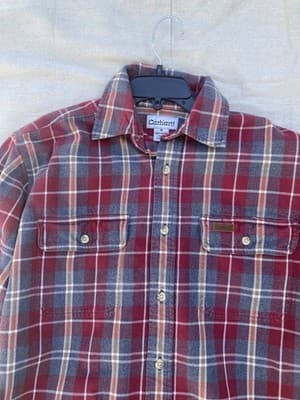 VTG Carhartt Heavy Weight Flannel Button Up Shirt Mens Medium Workwear Grunge