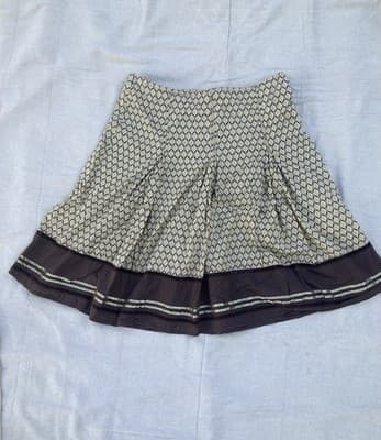 Vintage Y2K Donna Karen New York A Line Skirt Retro Print Eyelet DNKY JEANS SZ 8