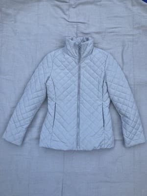 Calvin Klein Womens Quilted Puffer Coat Jacket Beige Leopard Size Small