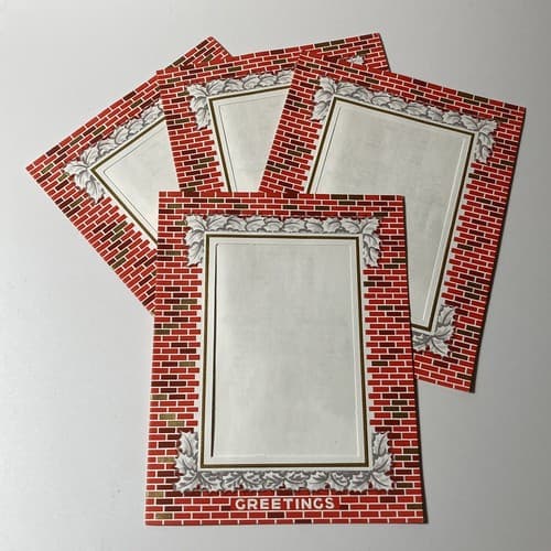 Vintage Christmas Blank Photo Greeting Cards MCM Xmas Ephemera Set Of 4 NOS Vtg