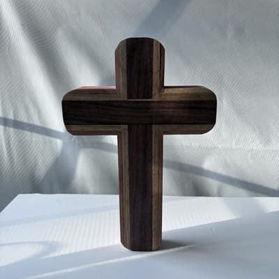 Vintage Solid Wood Hand Made Cross Crucifix Wall Hanging Catholic Christianity