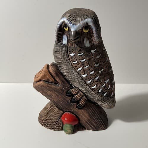 Peruvian Ceramic Owl Handmade Vintage Casals Peru Collectible Owl Figurine