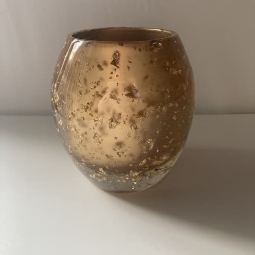 Vintage Nicole Miller Gold Flecks Lucite Votive Holder Cup MCM Style READ DESC!
