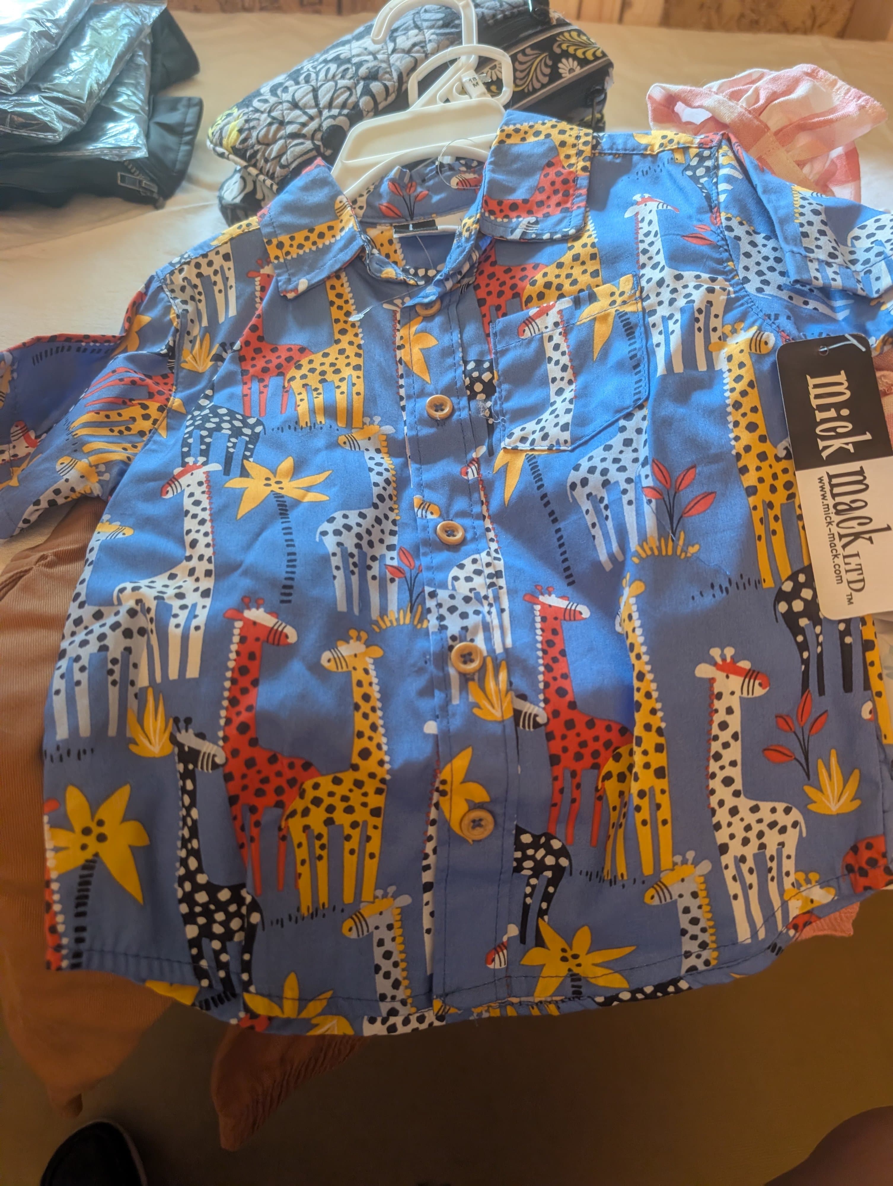 Mick Mark LTD Boys Giraffe Print Shirt & Pants Set