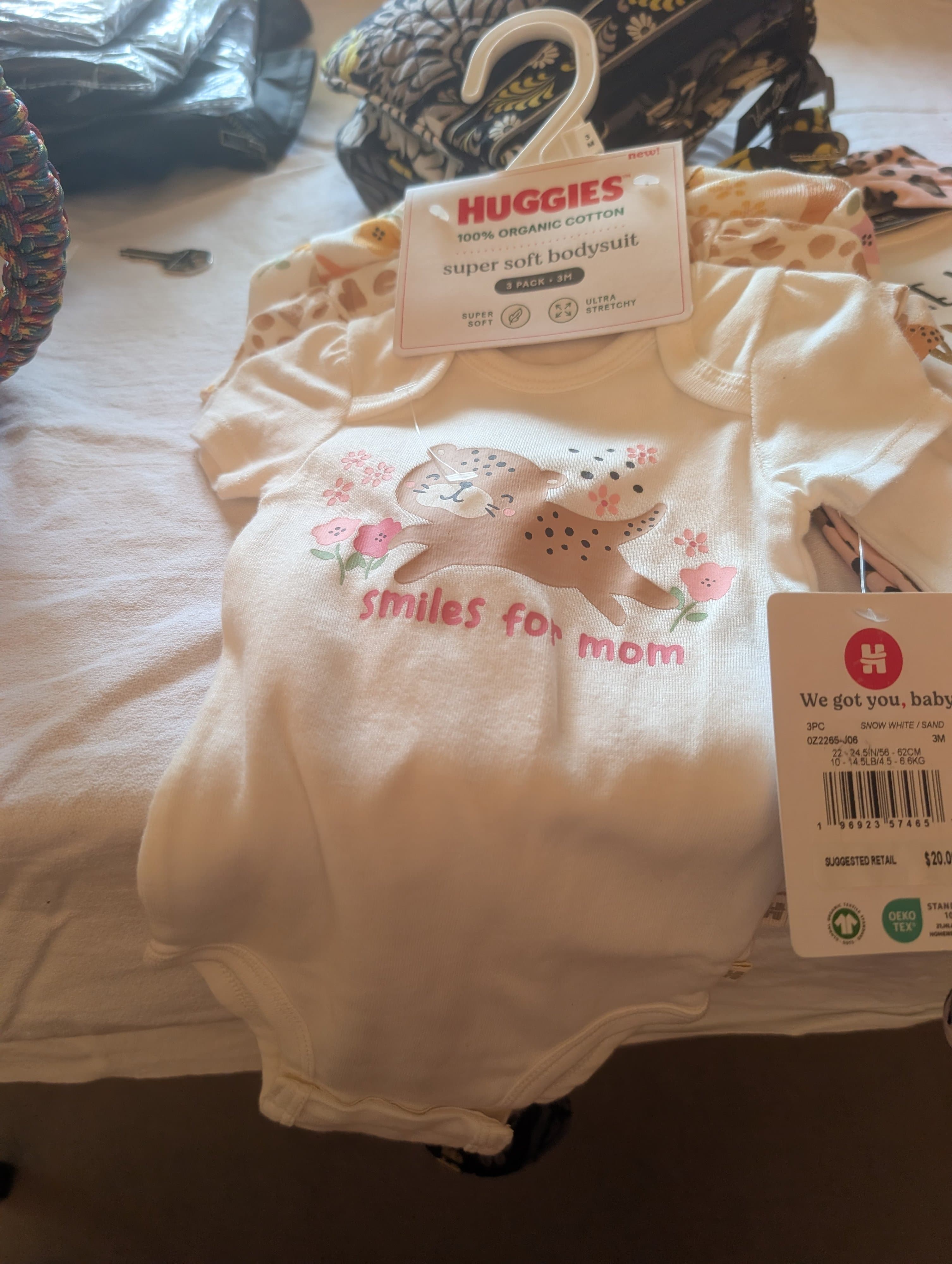 Huggies Organic Cotton Baby Bodysuit 3-Pack 3M