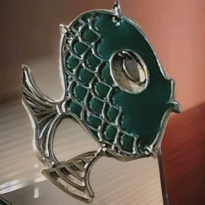 Vintage Women's Necklace Metal Chain Pisces Fish TURQUOISE Pendant Necklace
