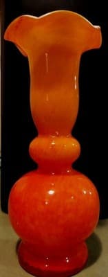 Vintage Orange & Red case Vase Murano Style Handblown Glass Beautiful