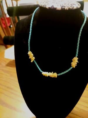 Vintage Turquoise & Shell Beaded Necklace