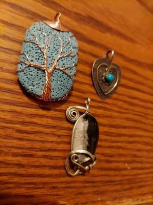 Vintage 3 Sterling Silver Pendants One Is Copper All In A Lot Super Cute.