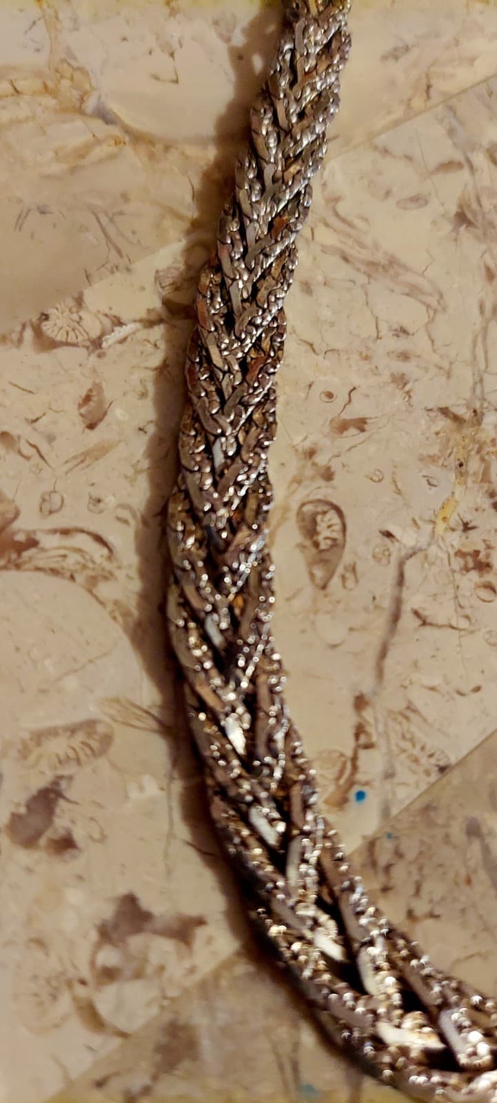 Vintage Sterling Silver Braided Herringbone Chain Necklace Wide 18”