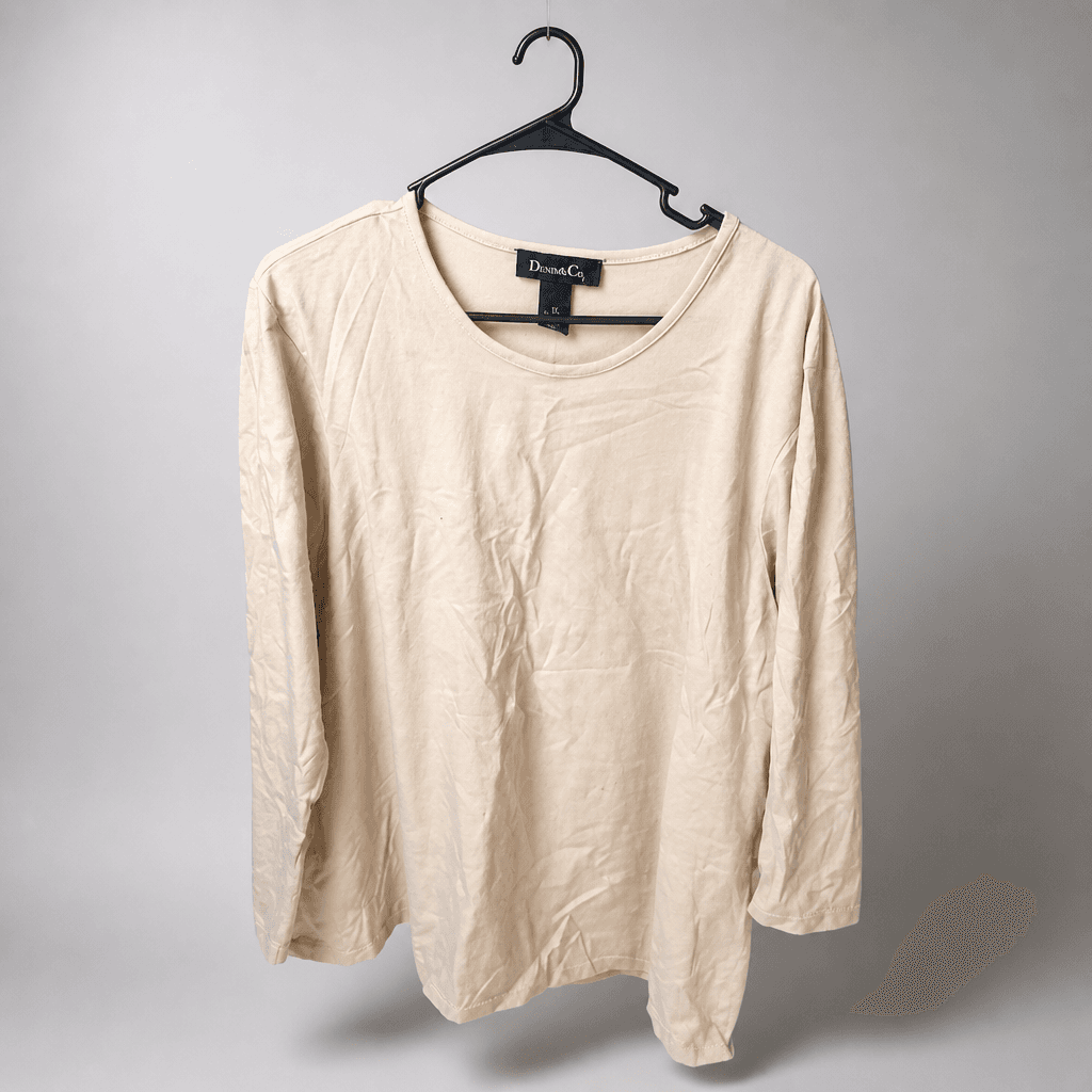 Denim & Co. Women's Beige Long Sleeve Top Size 1X