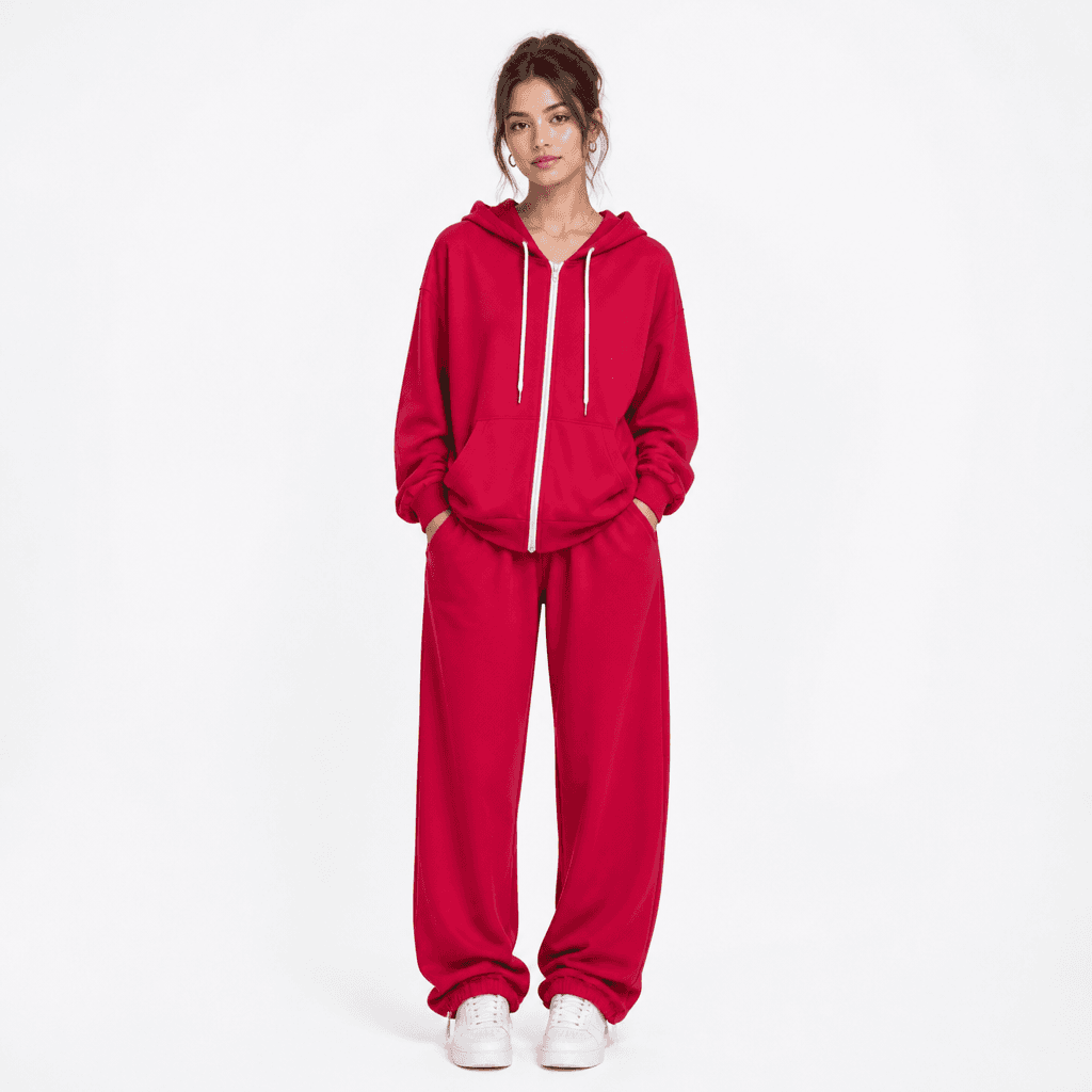 Red XL Tracksuit Set with Hoodie and Pants